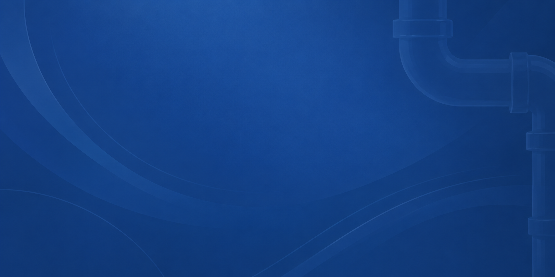 Abstract dark blue background with subtle curved lines and a faint pipe-like outline.